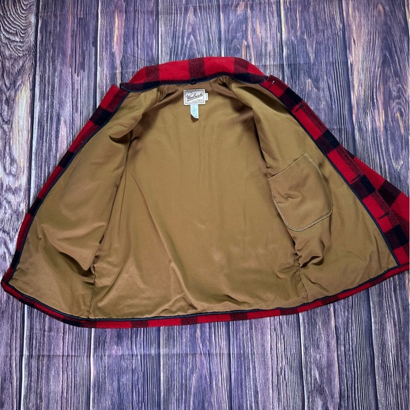 Vintage WOOLRICH Mackinaw 504 Buffalo Plaid Wool Jacket Mens lined Hunting Coat - Picture 8 of 9